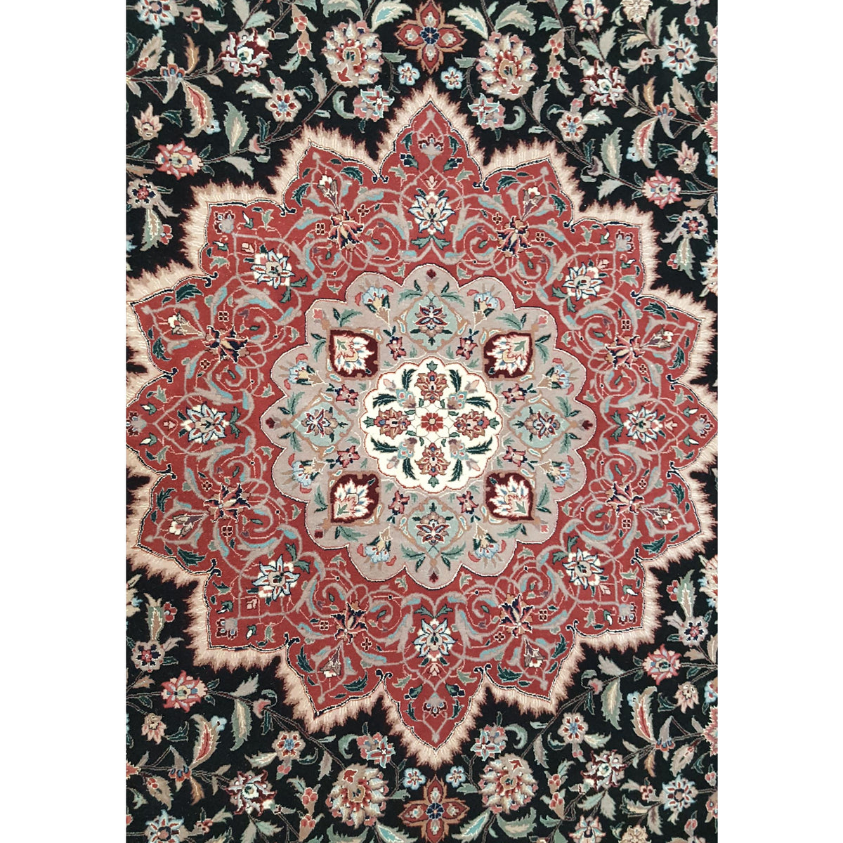Pacific Tabriz-Ch 15421 Black Ivory Traditional Hand Knotted Rug