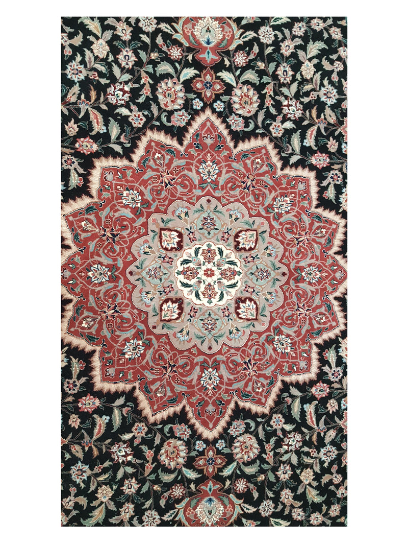 Pacific Tabriz-Ch 15421 Black Ivory Traditional Hand Knotted Rug