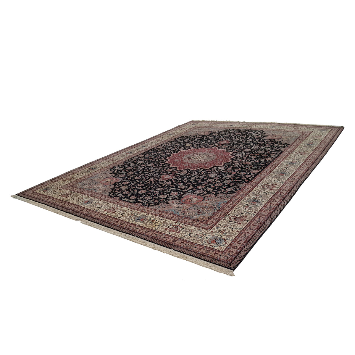 Pacific Tabriz-Ch 15421 Black Ivory Traditional Hand Knotted Rug