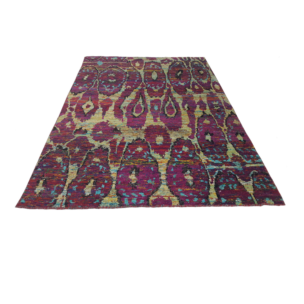 Pacific Sari Silk 15465 Purple Multi Transitional Hand Knotted Rug