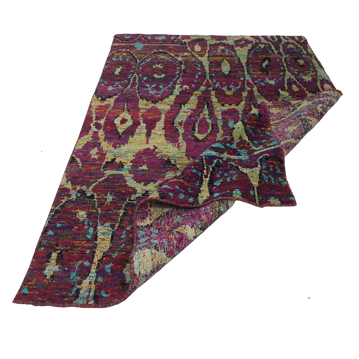 Pacific Sari Silk 15465 Purple Multi Transitional Hand Knotted Rug