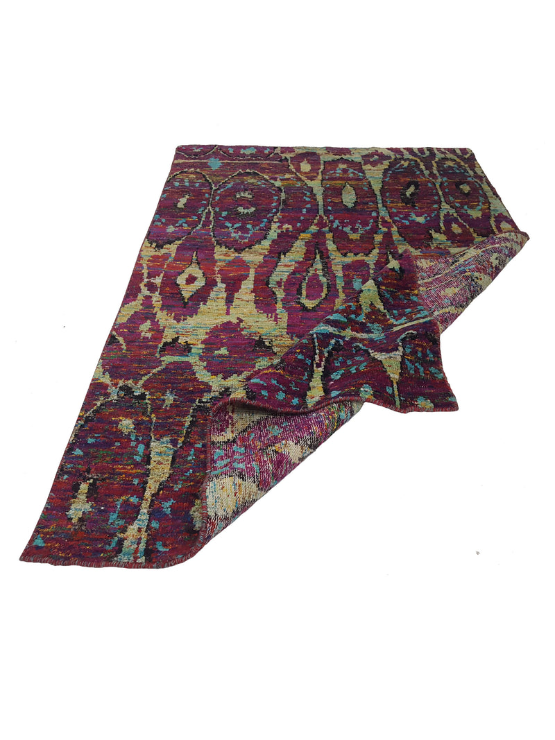 Pacific Sari Silk 15465 Purple Multi Transitional Hand Knotted Rug