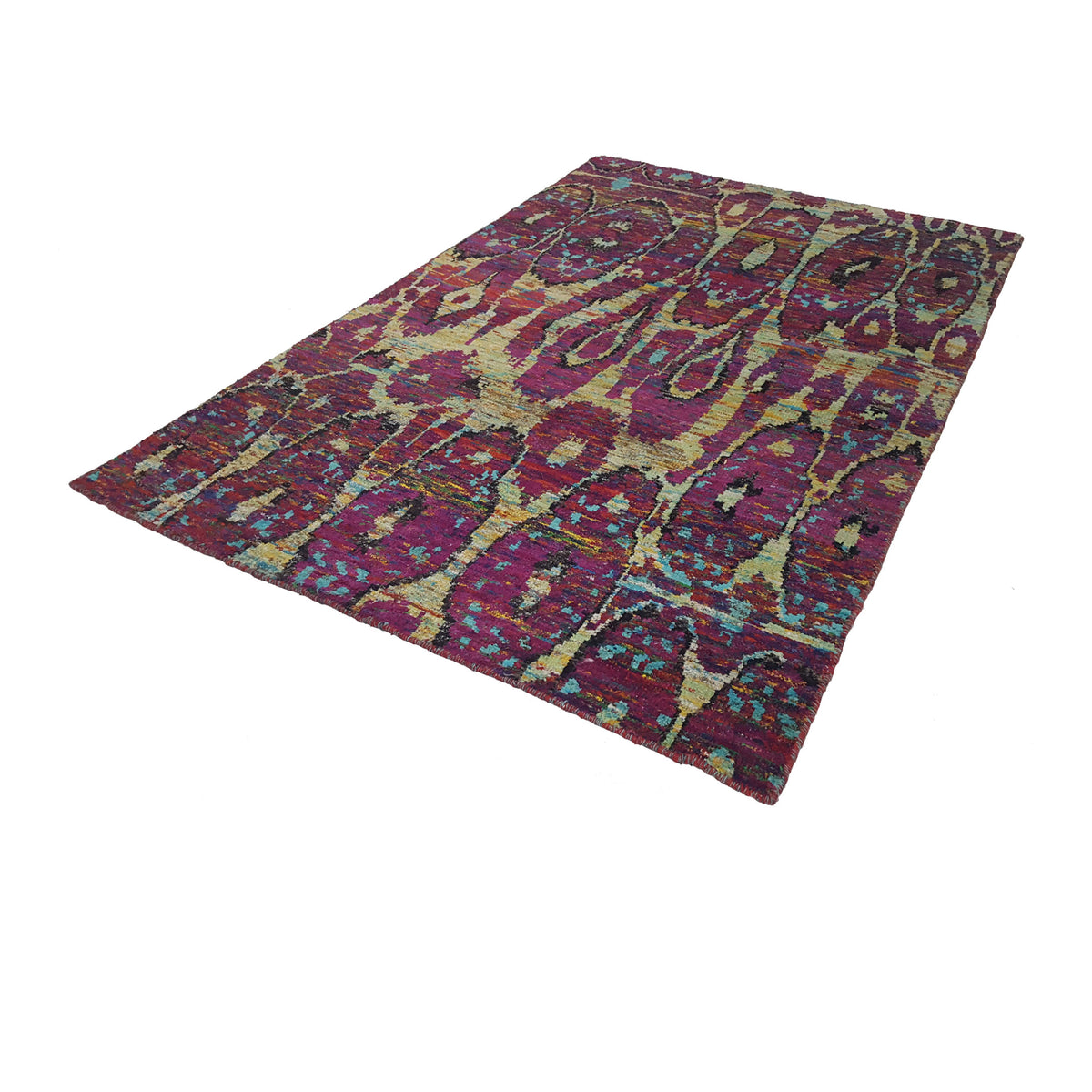 Pacific Sari Silk 15465 Purple Multi Transitional Hand Knotted Rug