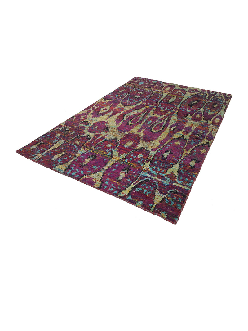 Pacific Sari Silk 15465 Purple Multi Transitional Hand Knotted Rug