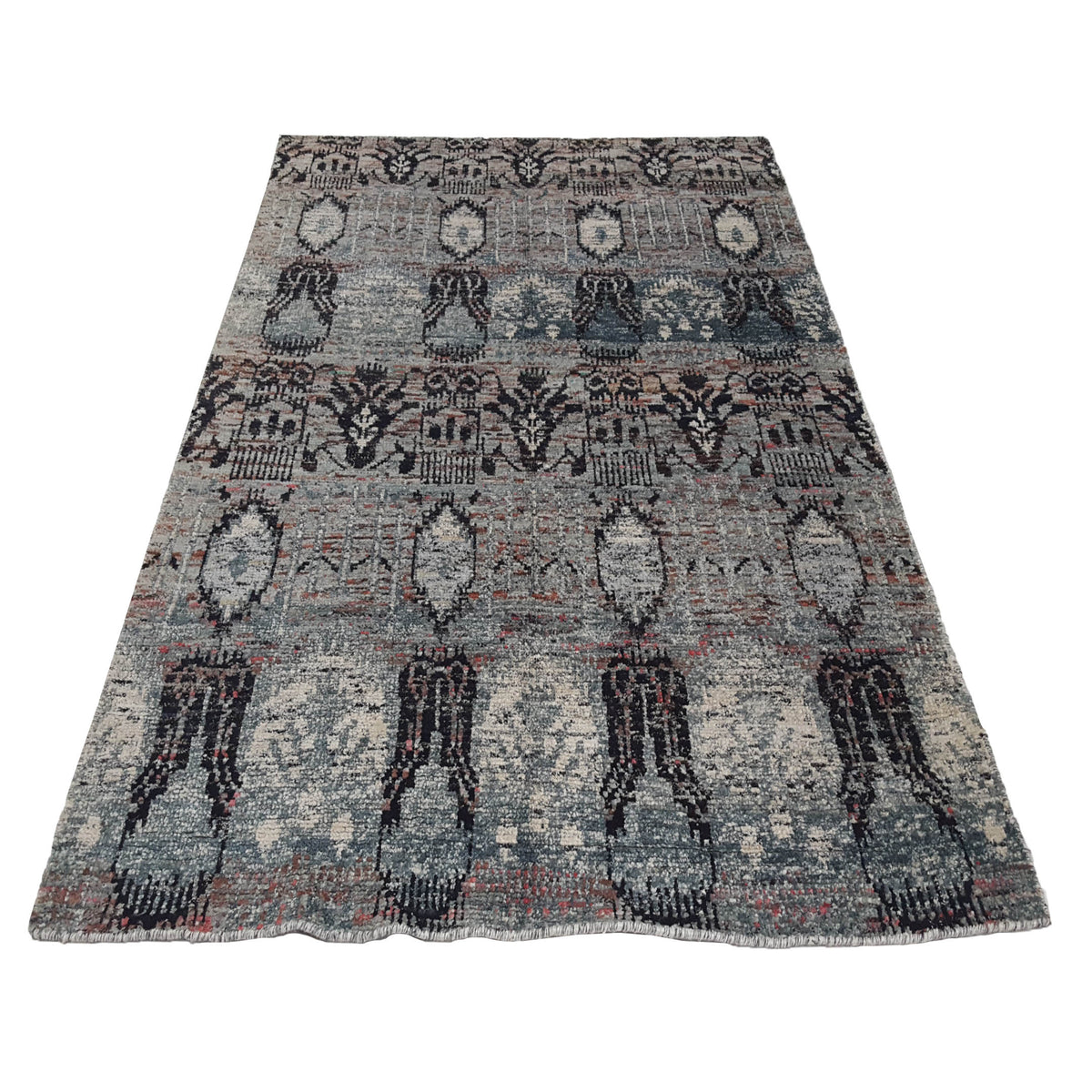 Pacific Sari Silk 15471 Silver Grey Transitional Hand Knotted Rug