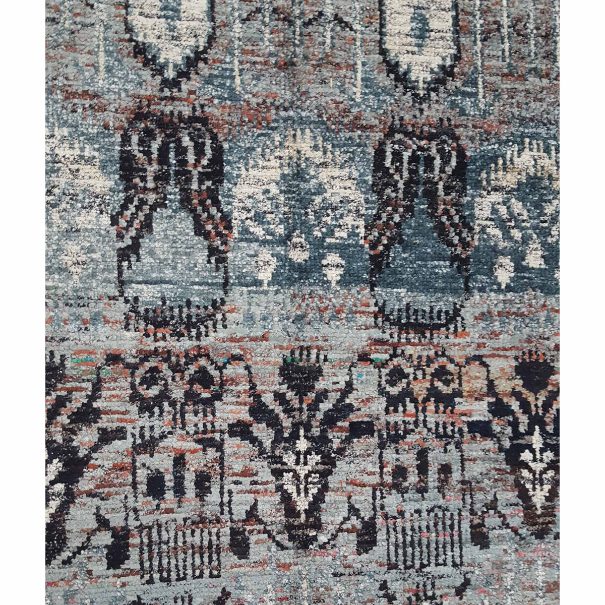 Pacific Sari Silk 15471 Silver Grey Transitional Hand Knotted Rug