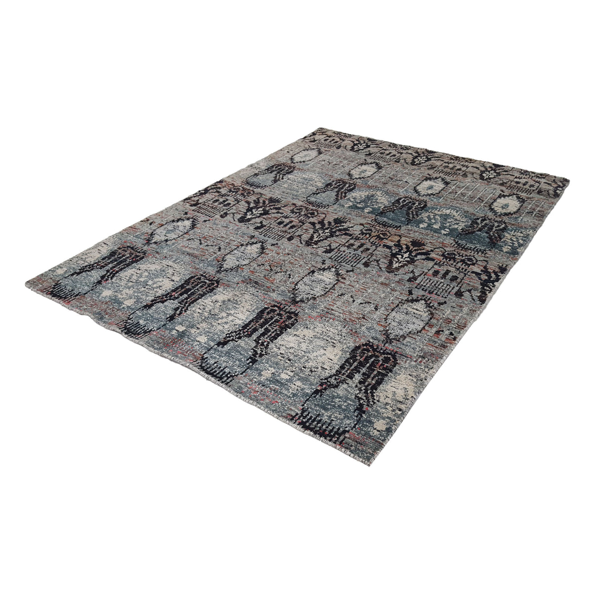 Pacific Sari Silk 15471 Silver Grey Transitional Hand Knotted Rug