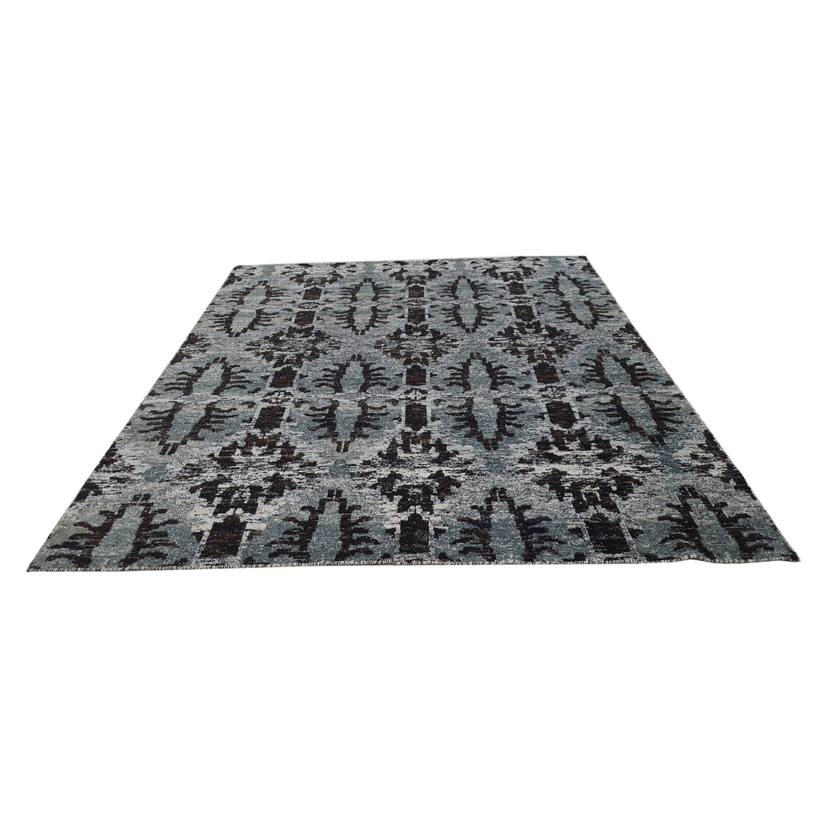 Pacific Sari Silk 15472 Grey Charcoal Transitional Hand Knotted Rug