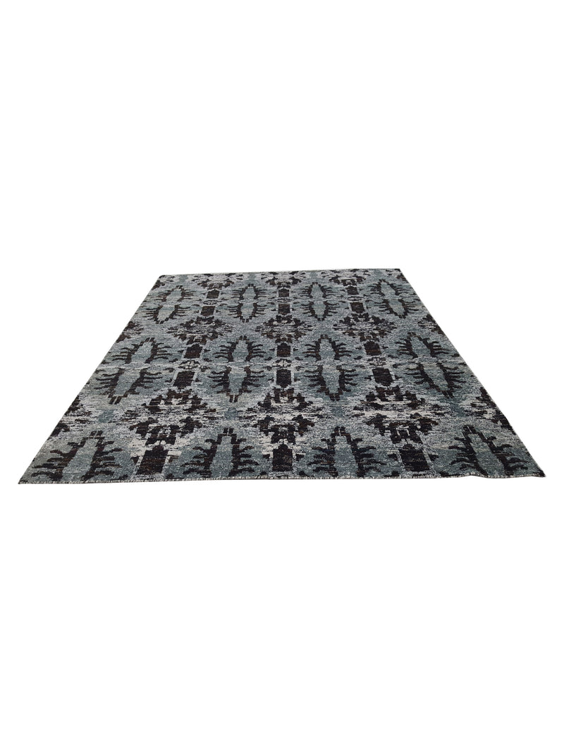 Pacific Sari Silk 15472 Grey Charcoal Transitional Hand Knotted Rug