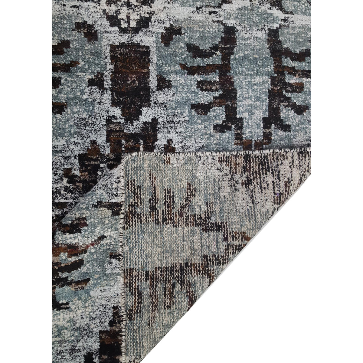 Pacific Sari Silk 15472 Grey Charcoal Transitional Hand Knotted Rug