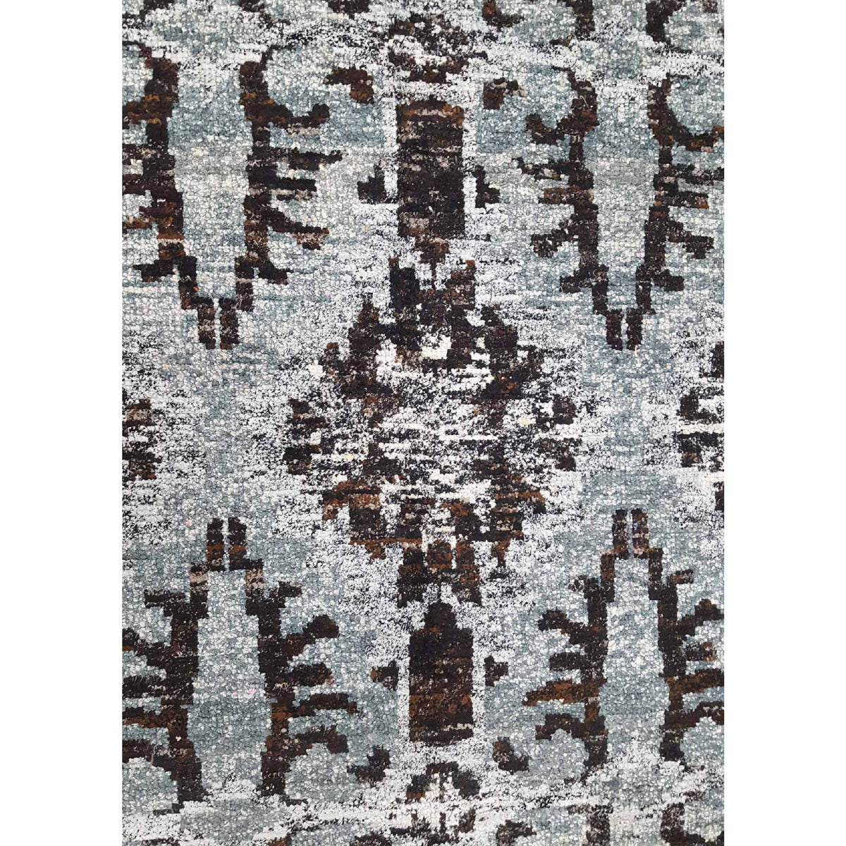 Pacific Sari Silk 15472 Grey Charcoal Transitional Hand Knotted Rug