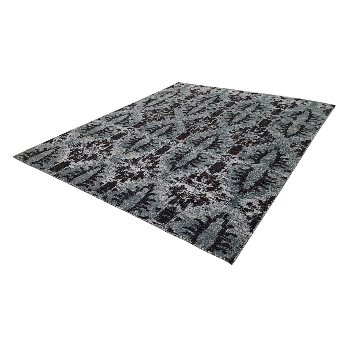 Pacific Sari Silk 15472 Grey Charcoal Transitional Hand Knotted Rug