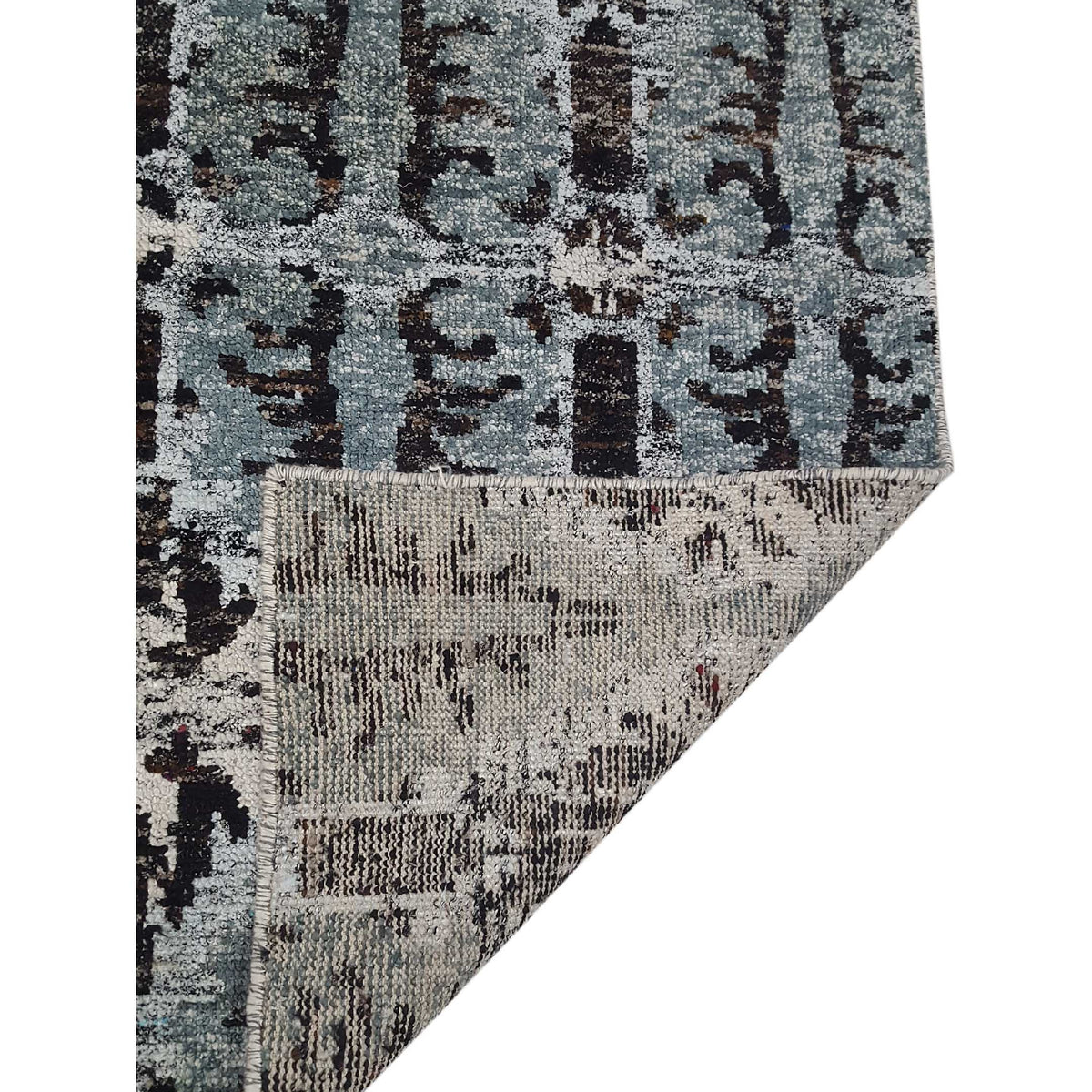 Pacific Sari Silk 15473 Grey Charcoal Transitional Hand Knotted Rug
