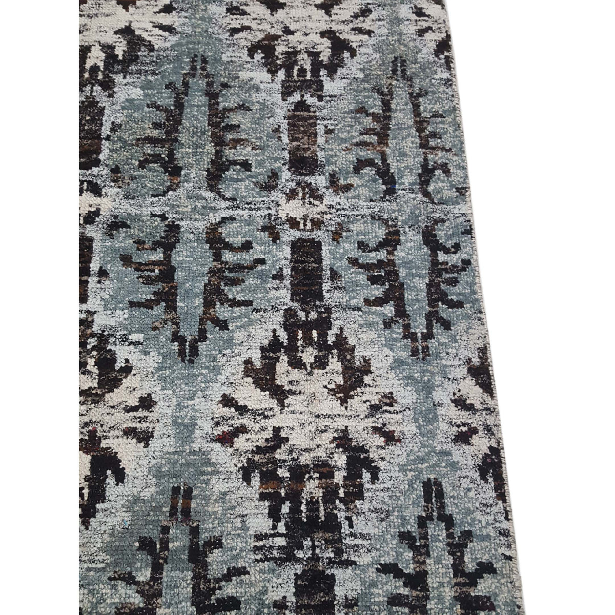 Pacific Sari Silk 15473 Grey Charcoal Transitional Hand Knotted Rug
