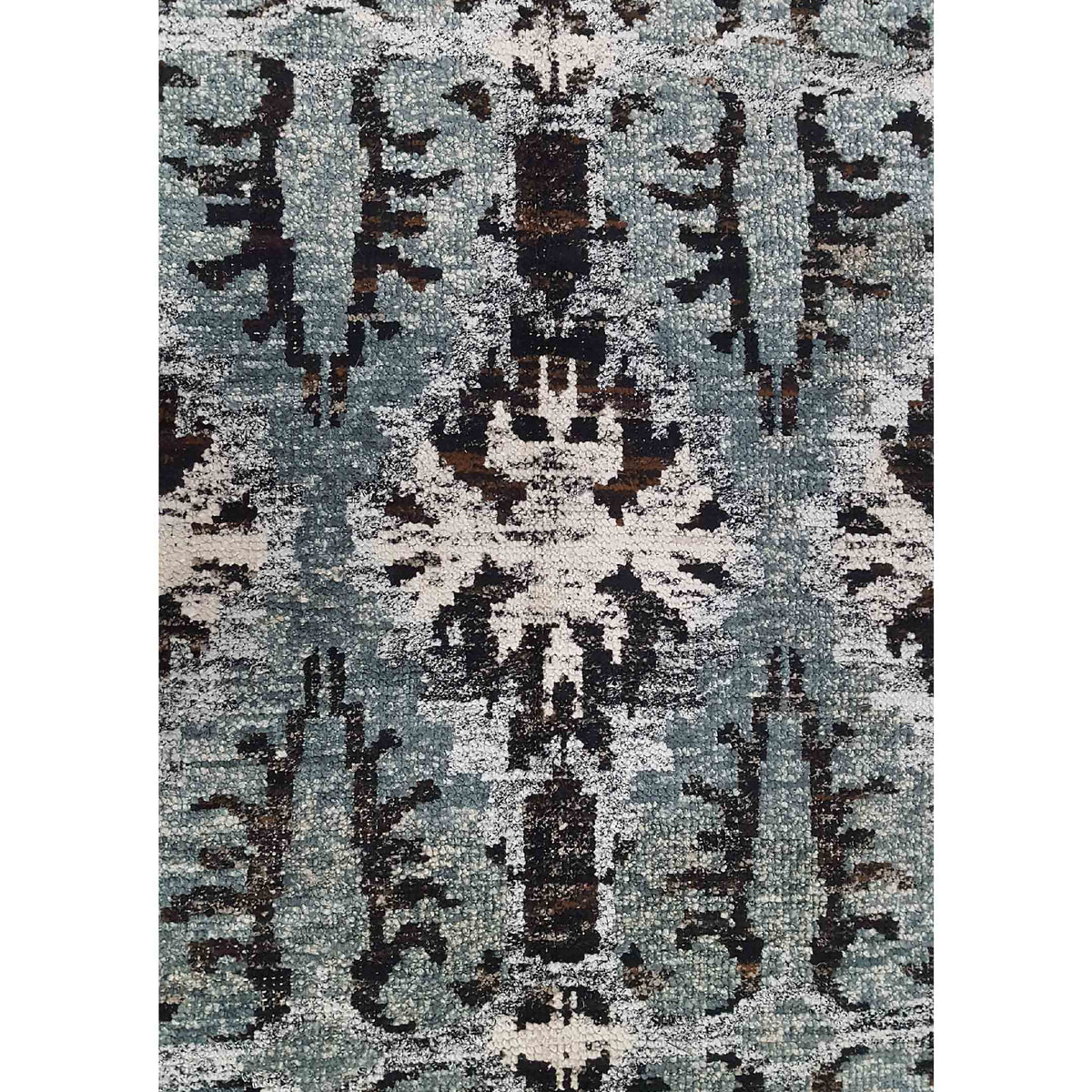 Pacific Sari Silk 15473 Grey Charcoal Transitional Hand Knotted Rug