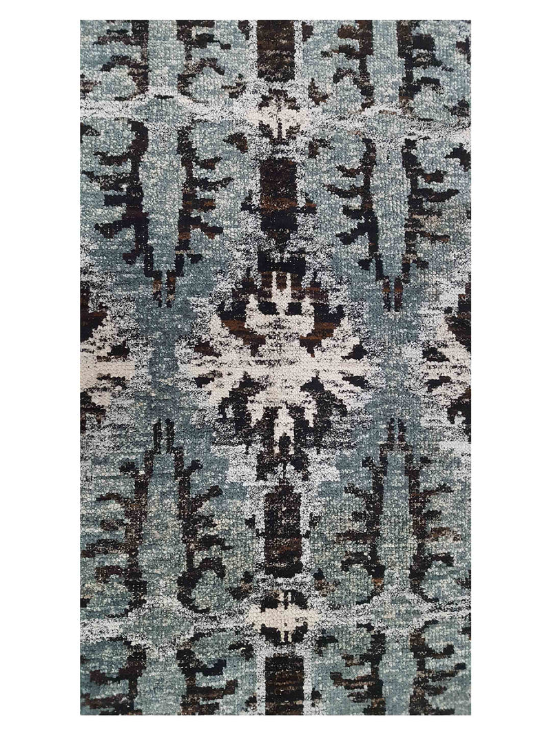 Pacific Sari Silk 15473 Grey Charcoal Transitional Hand Knotted Rug