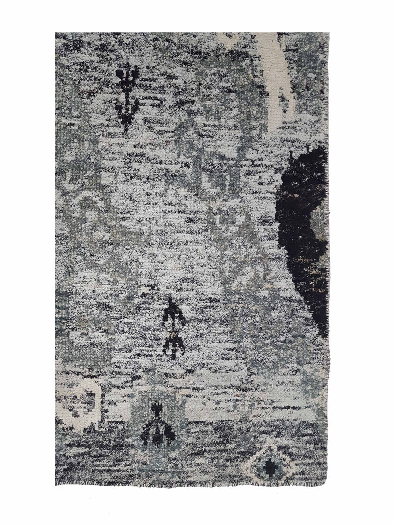 Pacific Sari Silk 15479 Grey Grey Transitional Hand Knotted Rug