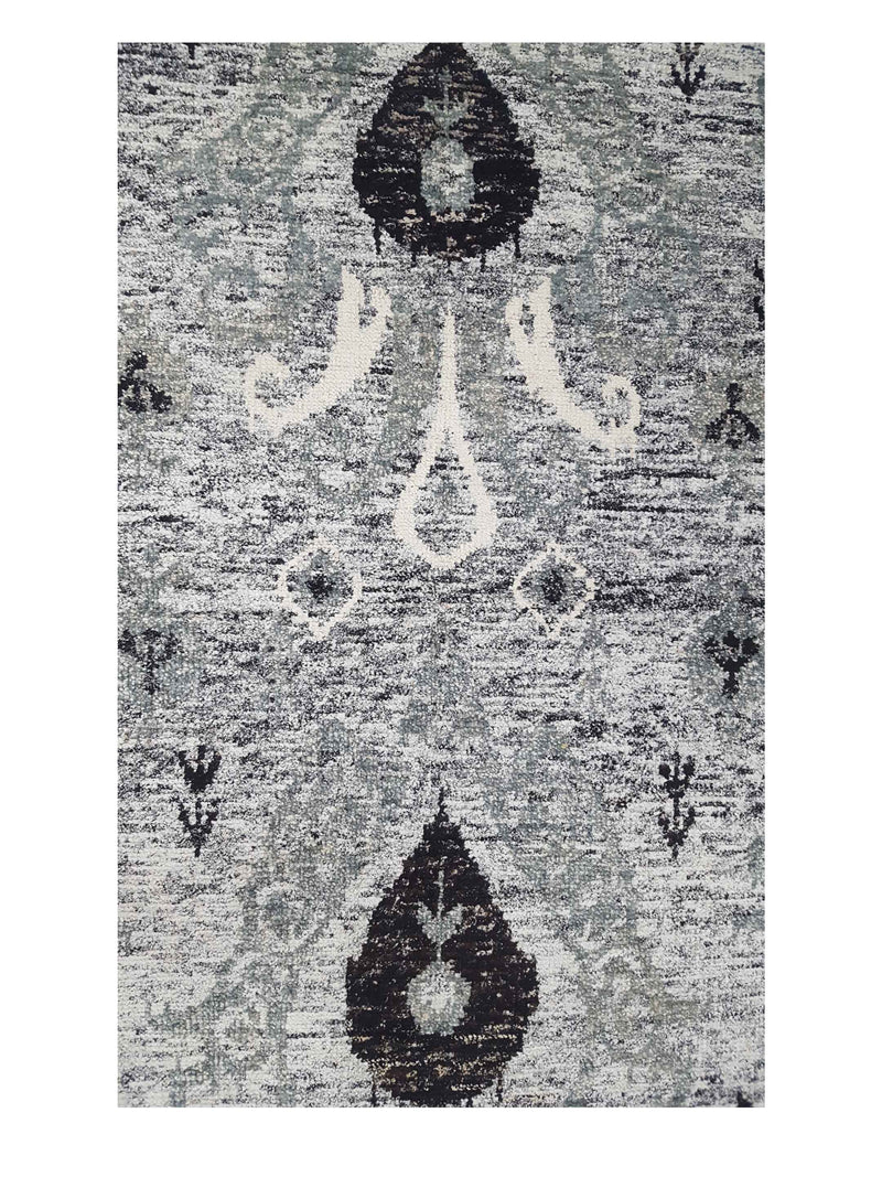 Pacific Sari Silk 15479 Grey Grey Transitional Hand Knotted Rug