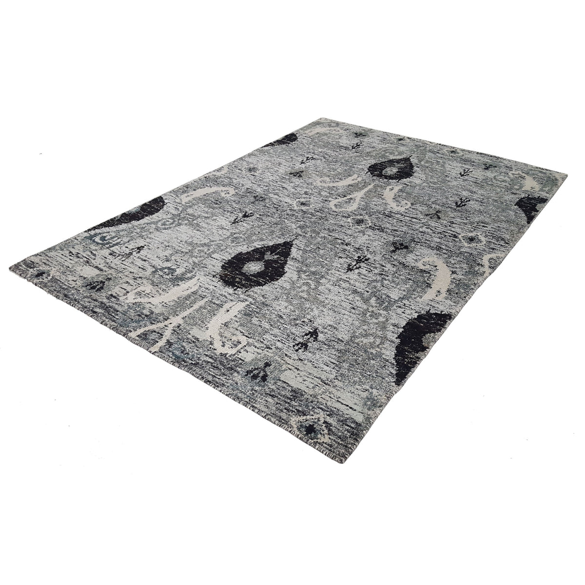 Pacific Sari Silk 15479 Grey Grey Transitional Hand Knotted Rug
