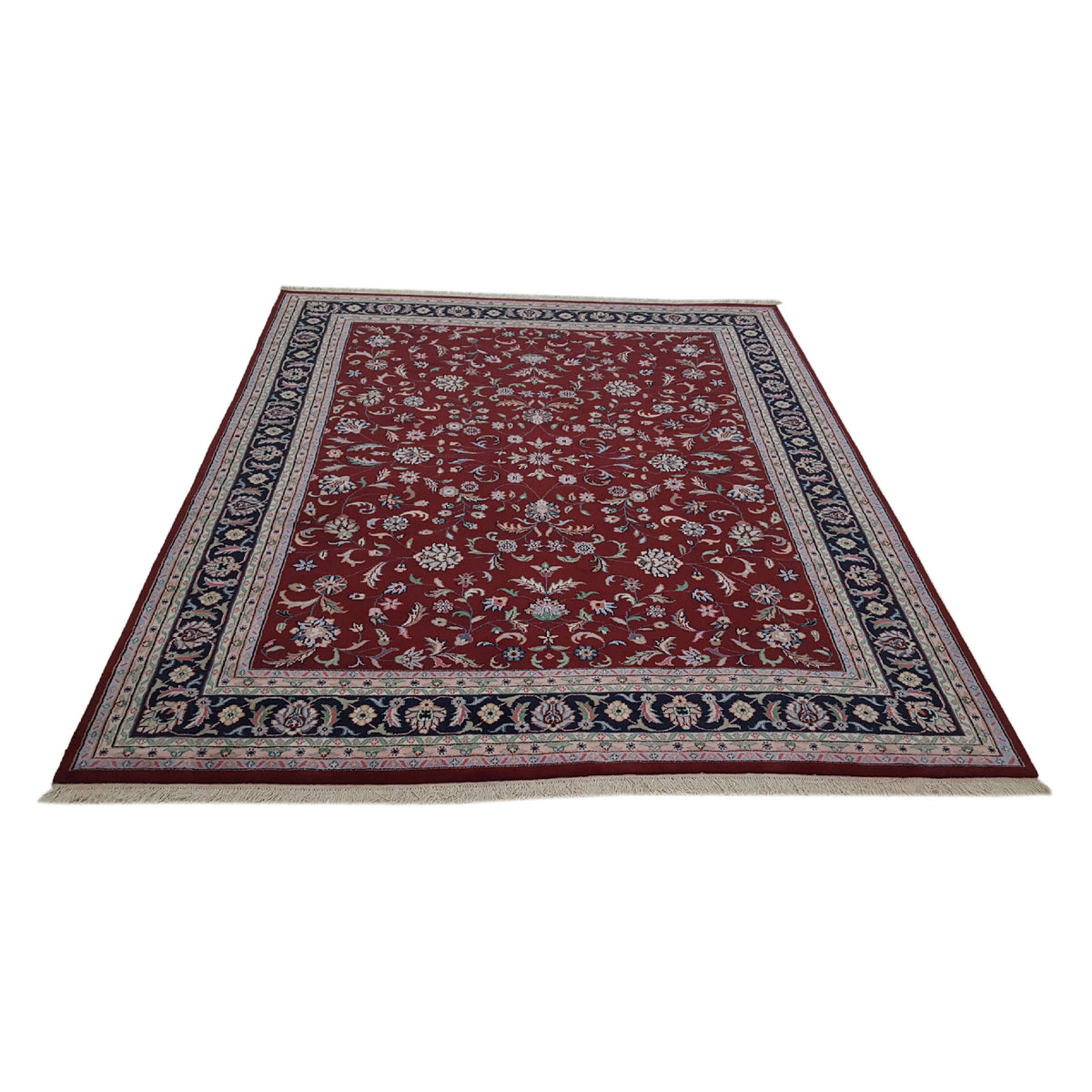 Pacific Kashan Indo 16228 Red Navy Traditional Hand Knotted Rug