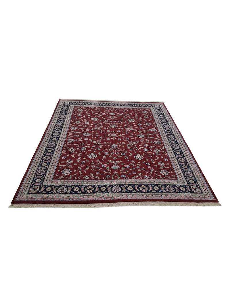 Pacific Kashan Indo 16228 Red Navy Traditional Hand Knotted Rug