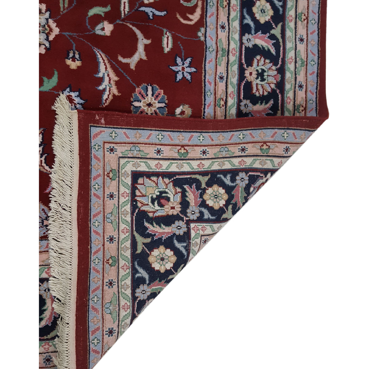Pacific Kashan Indo 16228 Red Navy Traditional Hand Knotted Rug