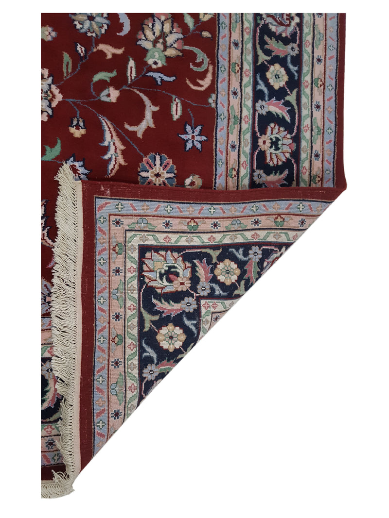 Pacific Kashan Indo 16228 Red Navy Traditional Hand Knotted Rug