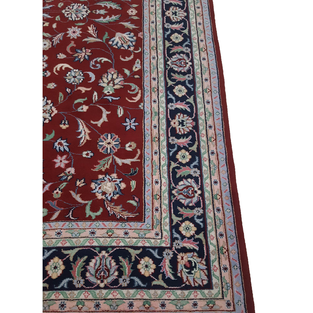 Pacific Kashan Indo 16228 Red Navy Traditional Hand Knotted Rug