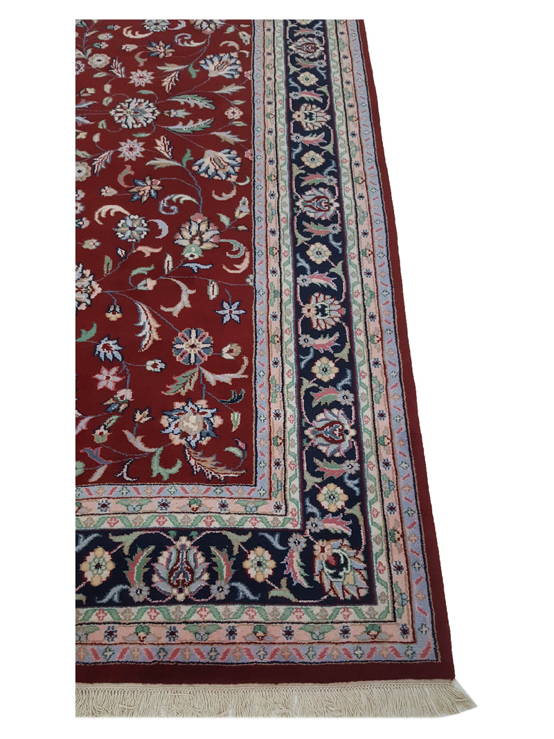 Pacific Kashan Indo 16228 Red Navy Traditional Hand Knotted Rug