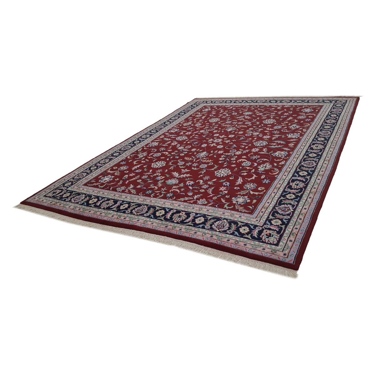 Pacific Kashan Indo 16228 Red Navy Traditional Hand Knotted Rug