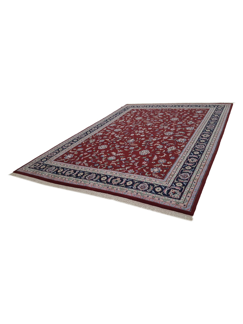 Pacific Kashan Indo 16228 Red Navy Traditional Hand Knotted Rug
