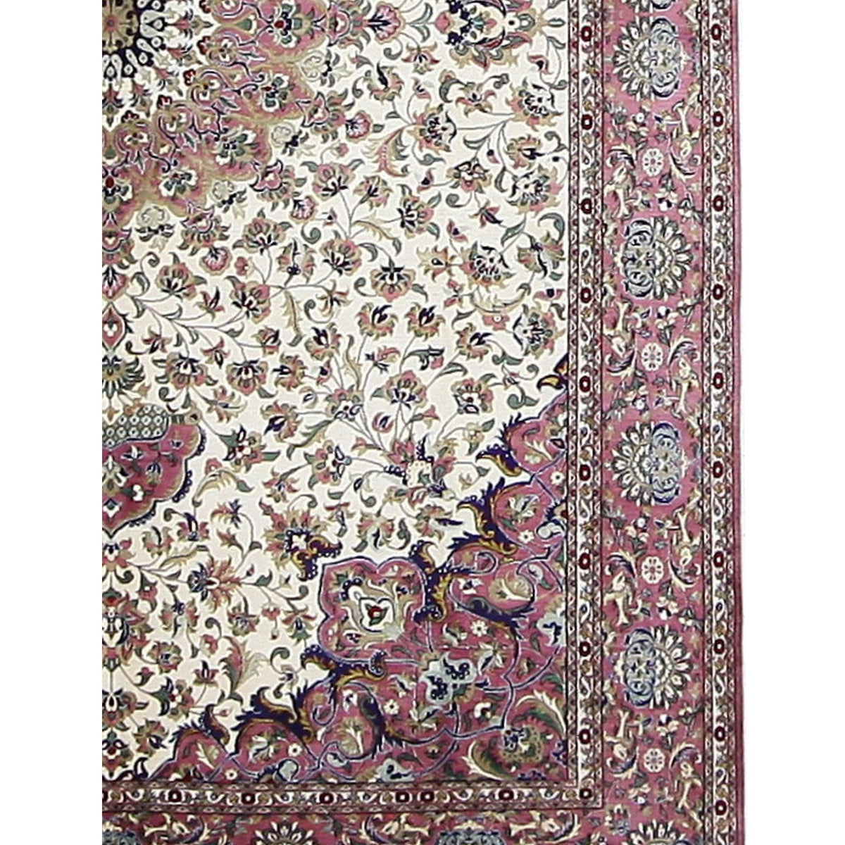 Pacific Qum Silk 16262 Ivory Pink Traditional Hand Knotted Rug