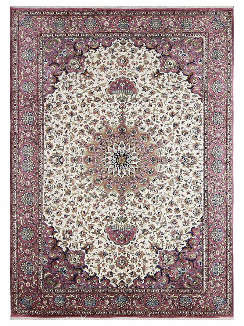 Pacific Qum Silk  Ivory Pink Traditional