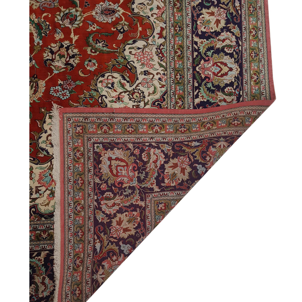 Pacific Qum Silk 16263 Red Indigo Traditional Hand Knotted Rug