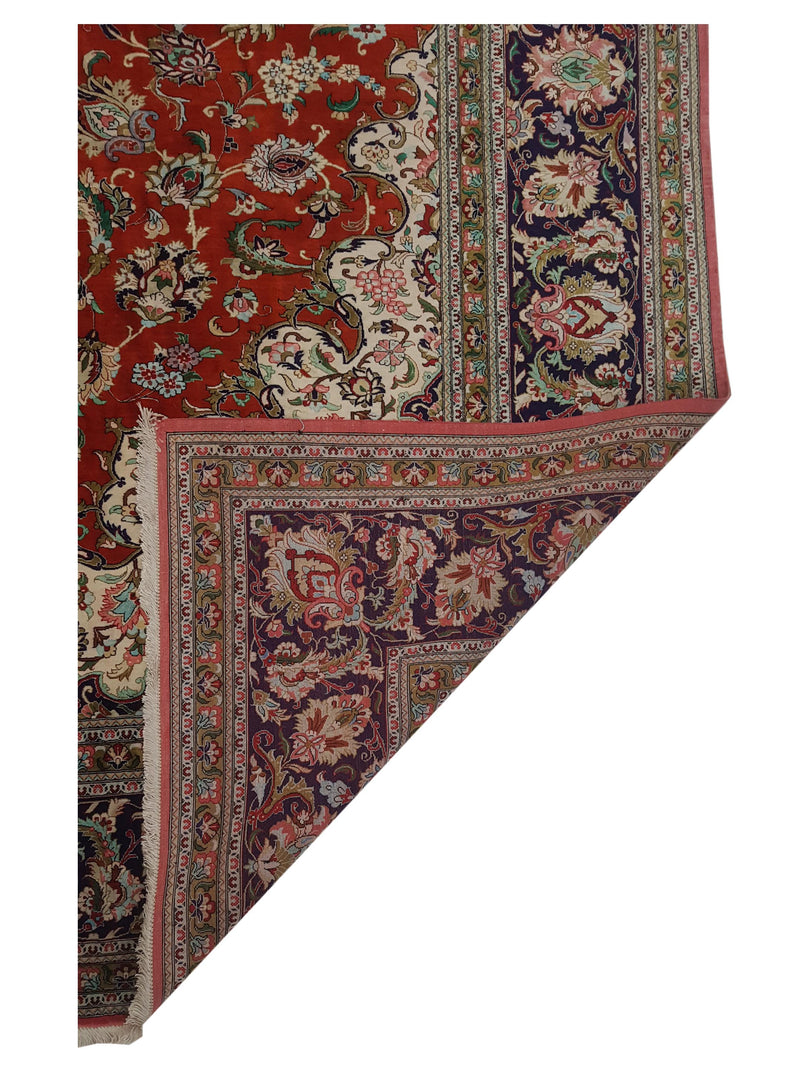 Pacific Qum Silk 16263 Red Indigo Traditional Hand Knotted Rug