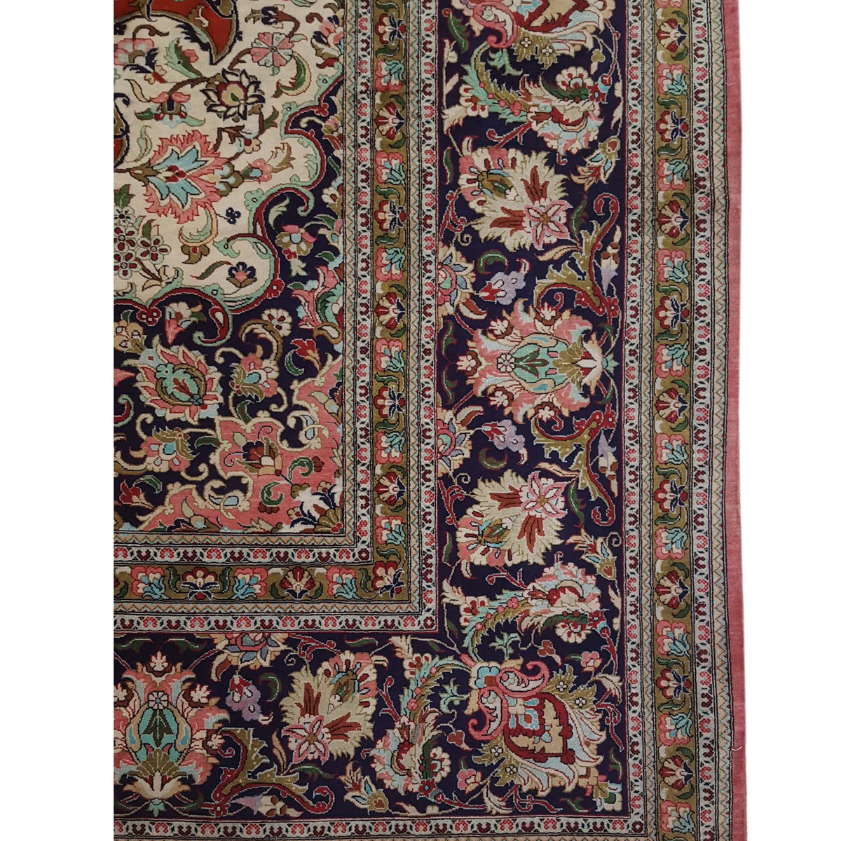 Pacific Qum Silk 16263 Red Indigo Traditional Hand Knotted Rug