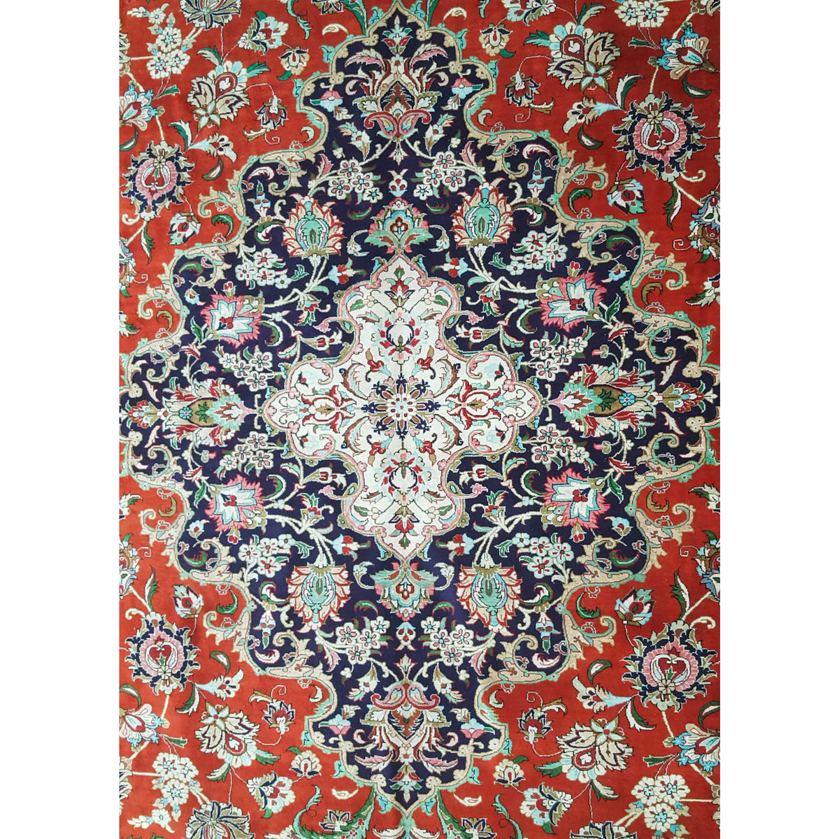 Pacific Qum Silk 16263 Red Indigo Traditional Hand Knotted Rug