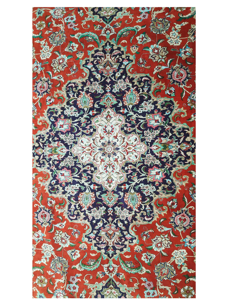 Pacific Qum Silk 16263 Red Indigo Traditional Hand Knotted Rug