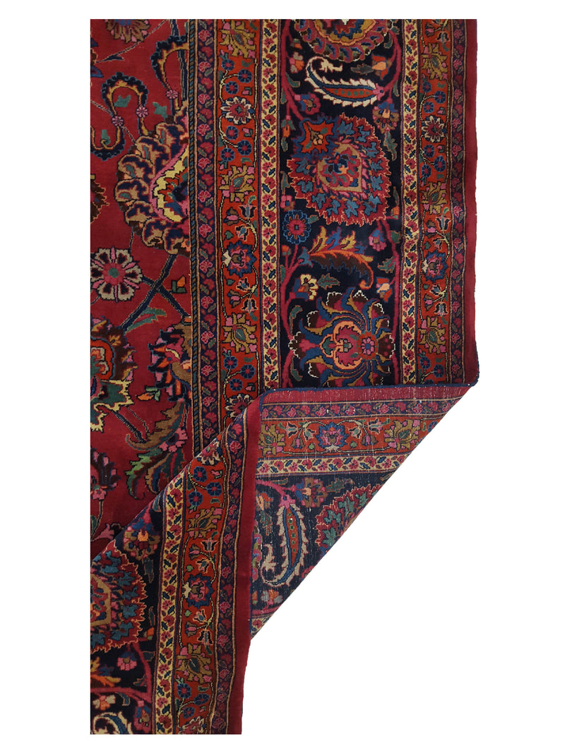 Fasa Antique Mashad 16266 Burgundy Indigo Traditional Antique Rug