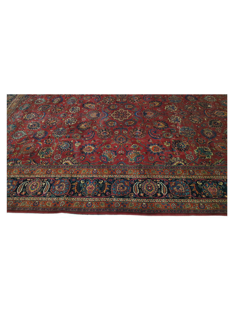 Fasa Antique Mashad 16266 Burgundy Indigo Traditional Antique Rug