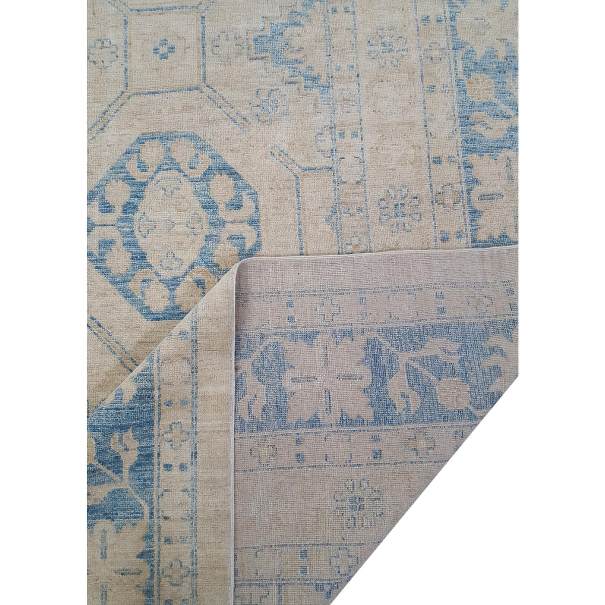 Pacific Ushak Wool Weft 16629 Ivory Blue Transitional Hand Knotted Rug