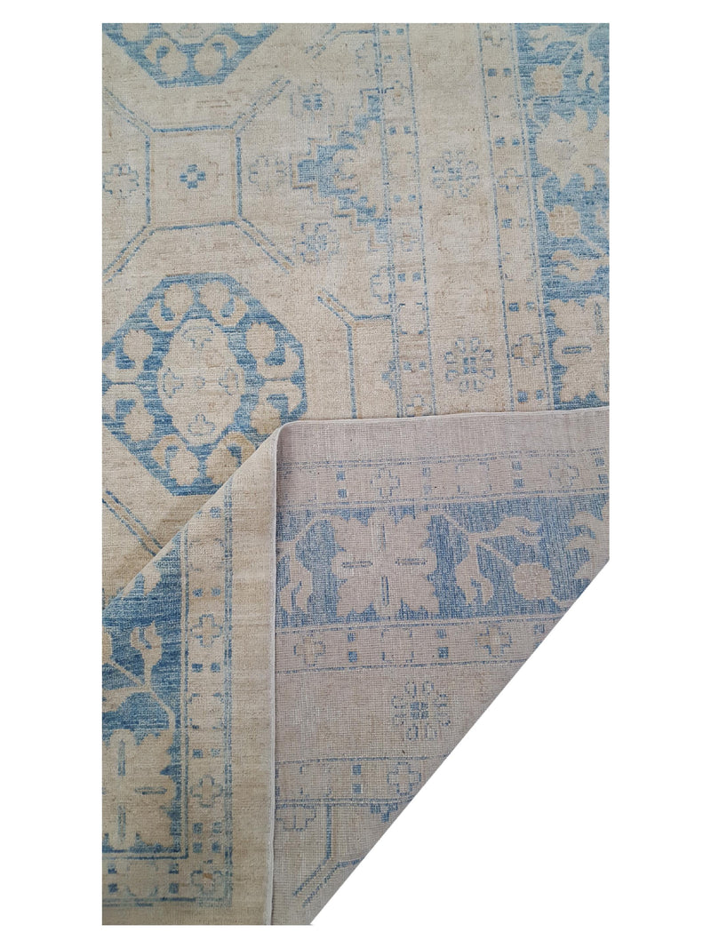 Pacific Ushak Wool Weft 16629 Ivory Blue Transitional Hand Knotted Rug