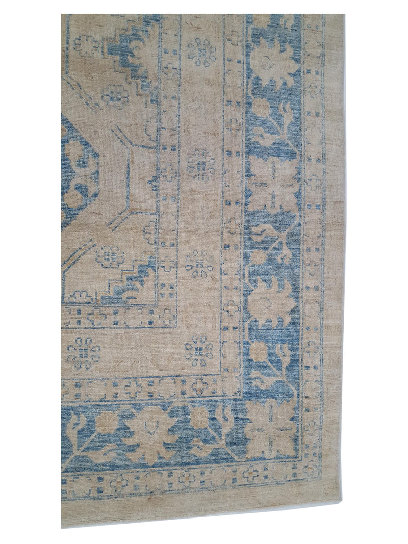 Pacific Ushak Wool Weft 16629 Ivory Blue Transitional Hand Knotted Rug