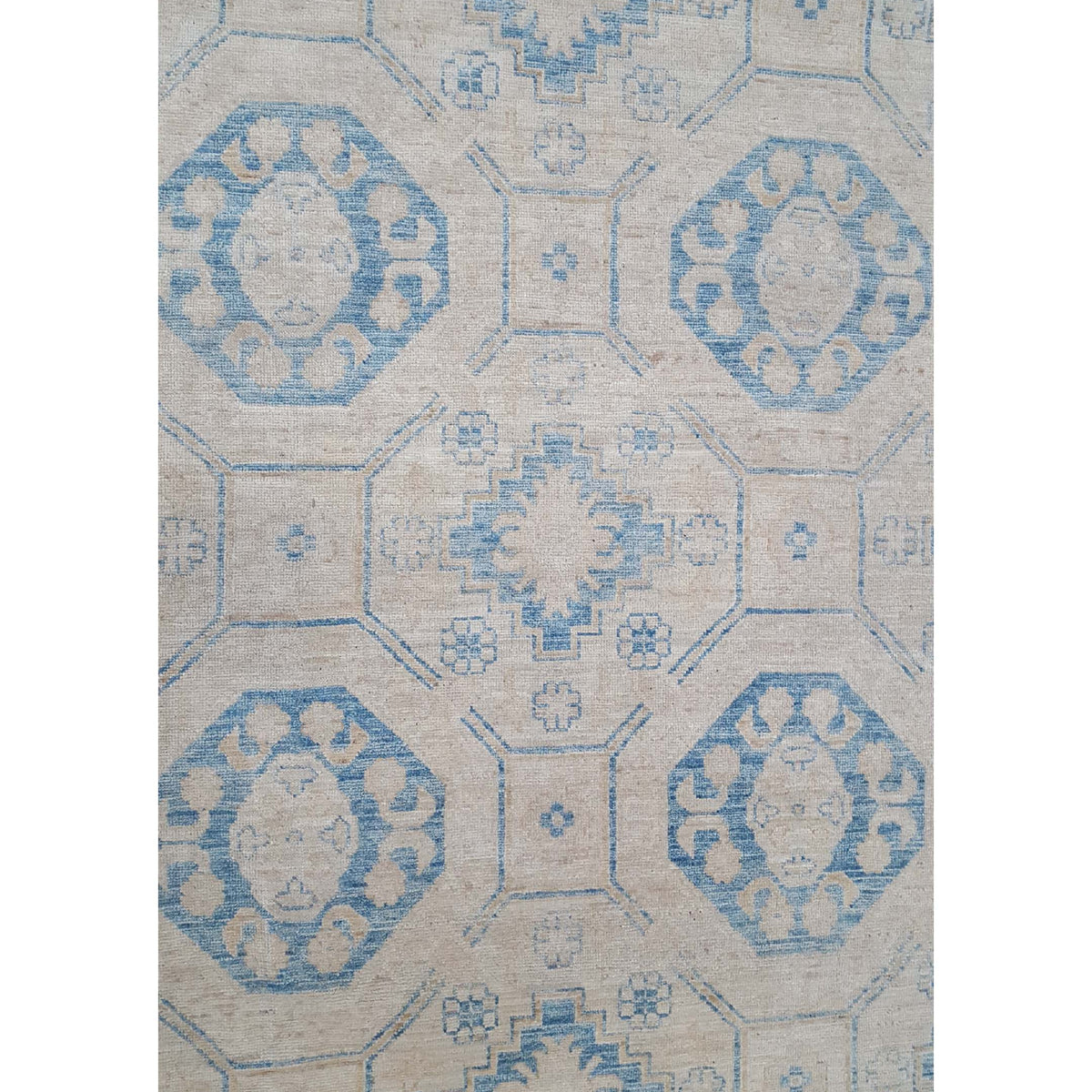 Pacific Ushak Wool Weft 16629 Ivory Blue Transitional Hand Knotted Rug