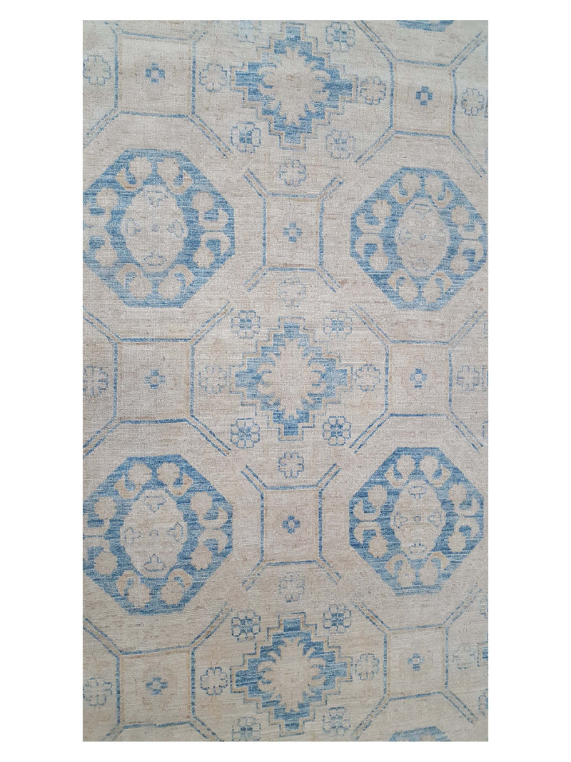 Pacific Ushak Wool Weft 16629 Ivory Blue Transitional Hand Knotted Rug