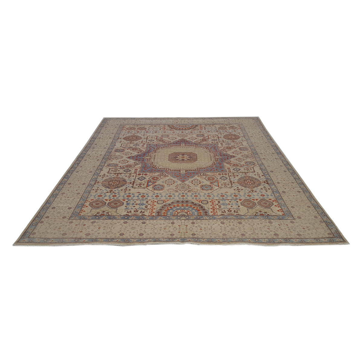 Pacific Tabriz-Pk 16633 Ivory Blue Traditional Hand Knotted Rug