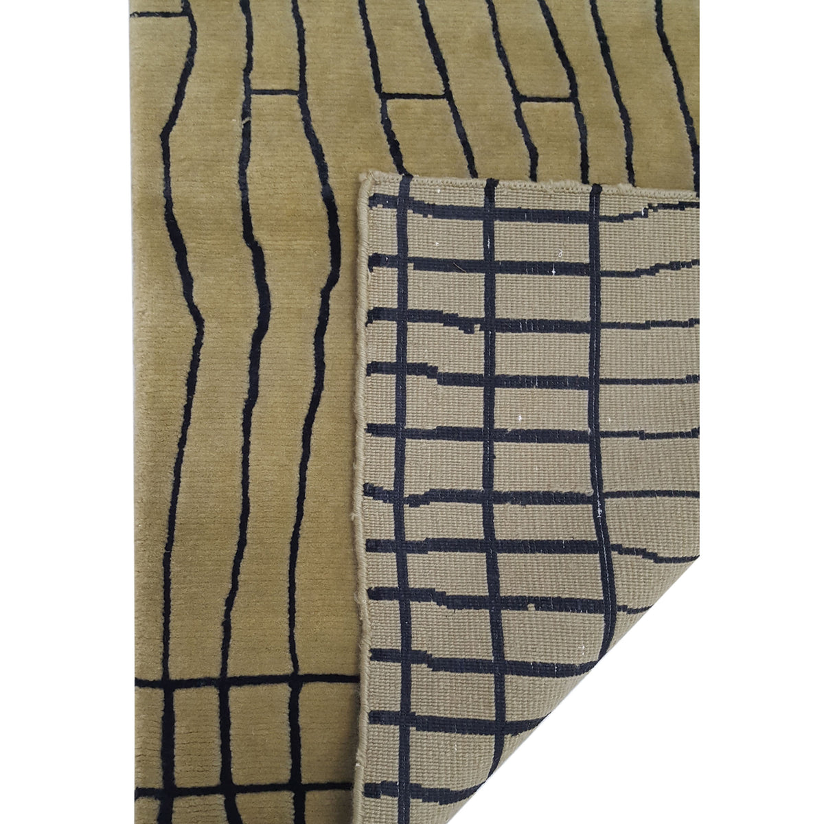 Pacific Fringe 16677 Green Green Modern Hand Knotted Rug