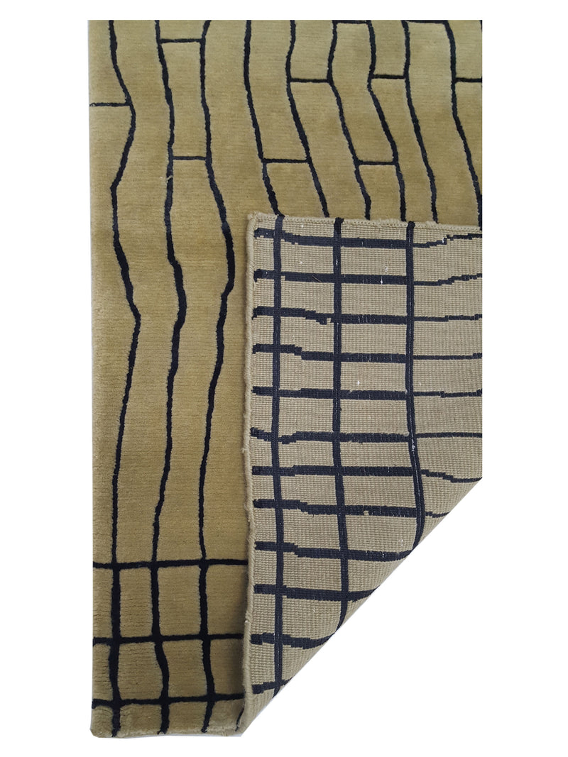 Pacific Fringe 16677 Green Green Modern Hand Knotted Rug