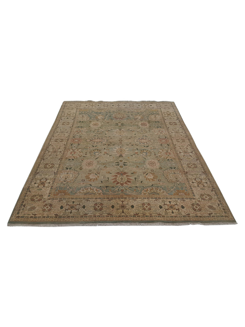 Pacific Agra 16690 Teal Beige Traditional Hand Knotted Rug