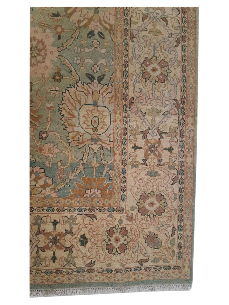 Pacific Agra 16690 Teal Beige Traditional Hand Knotted Rug